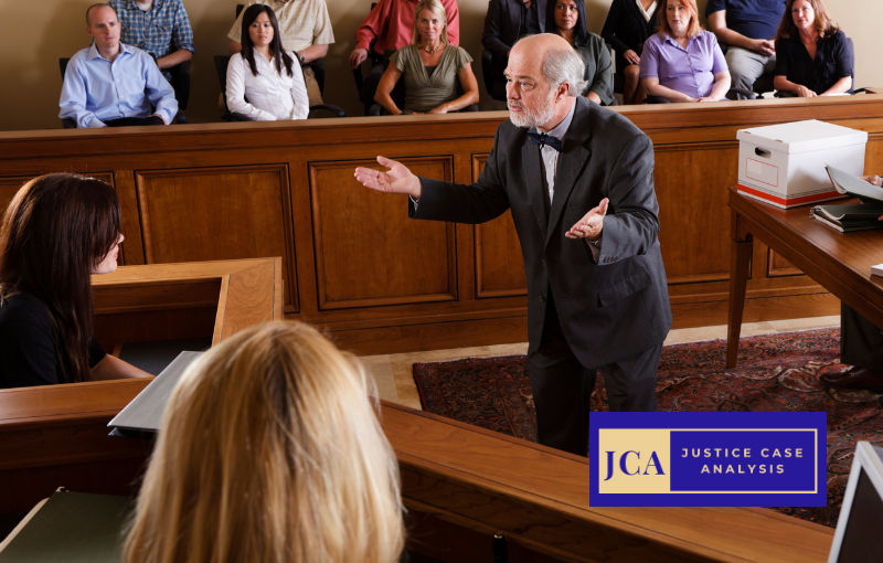 Attorney speaking in front of a jury.
