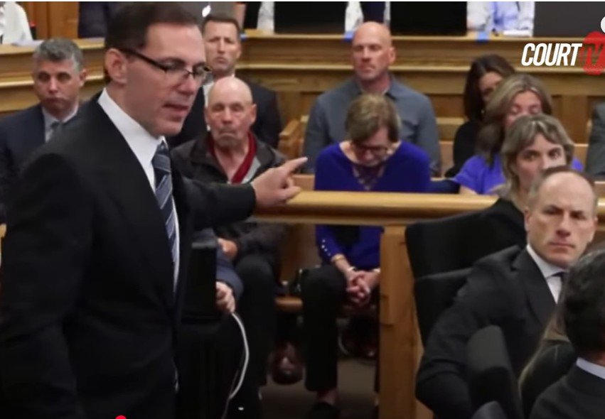 Hank Brennan pointing at Defendant Karen Read