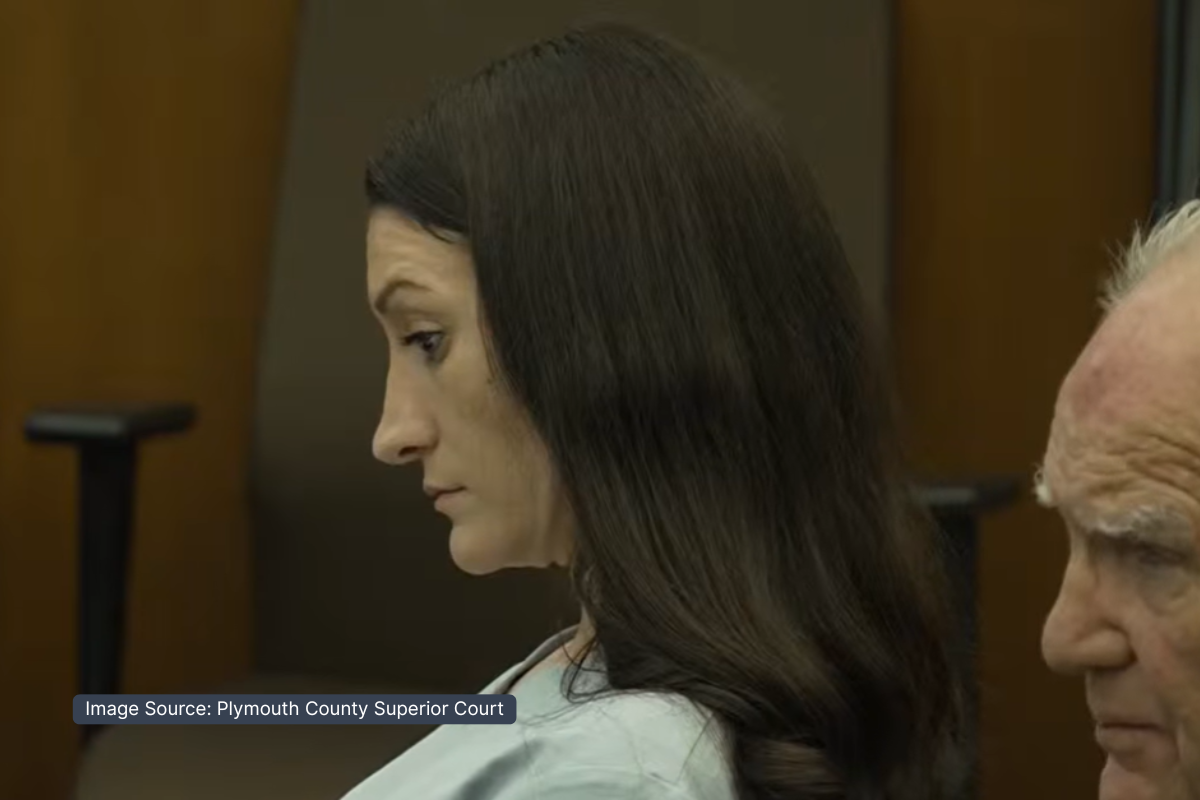 Lindsay Clancy looks Down as Rebecca Jollotta Testifies for Prosecution