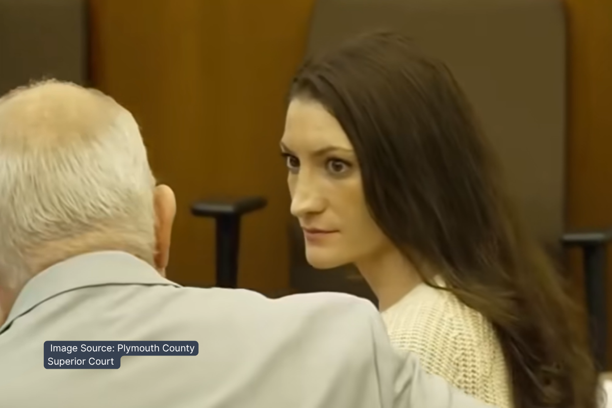 Lindsay Clancy Speaks With Her Defense Attorney Kevin Reddington at trial.