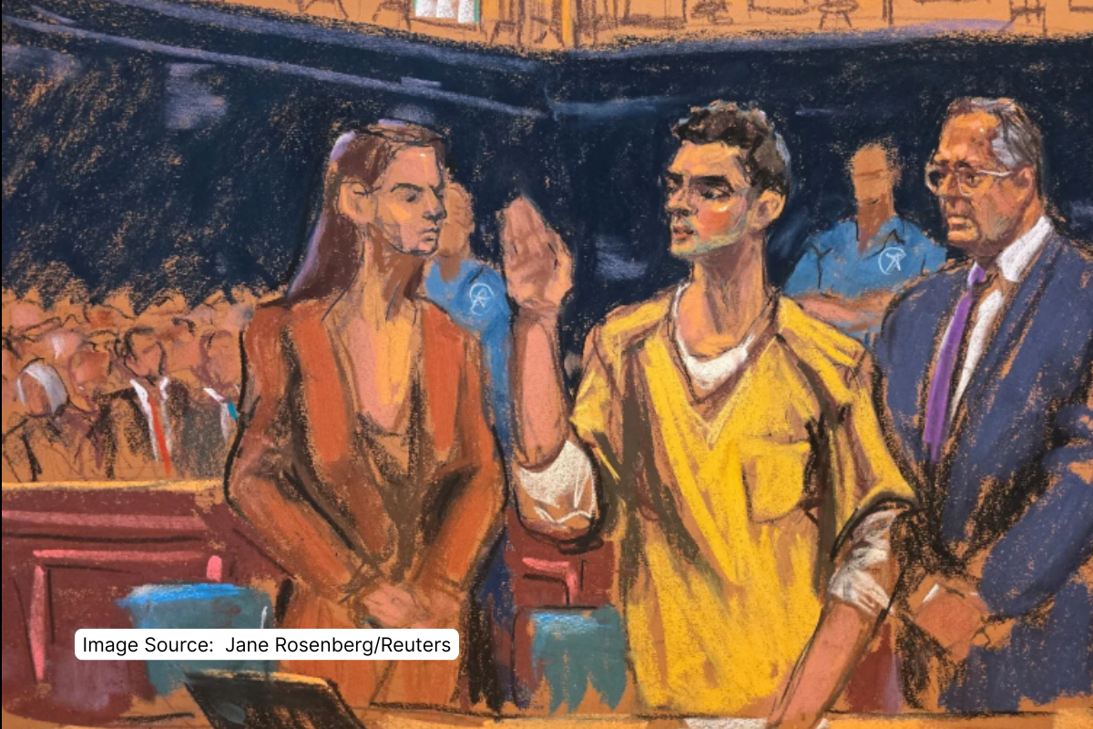 Luigi Mangione Pleads Guilty (court sketch)