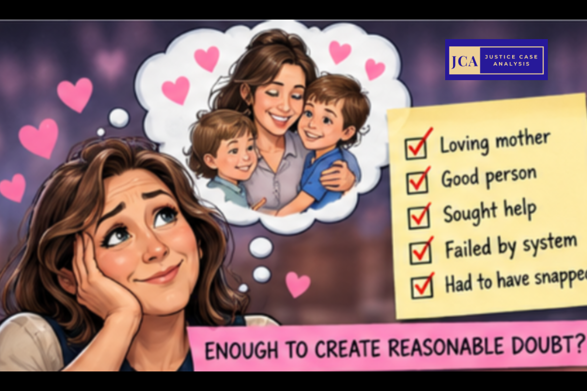 Juror thinks about a wonderful mother.