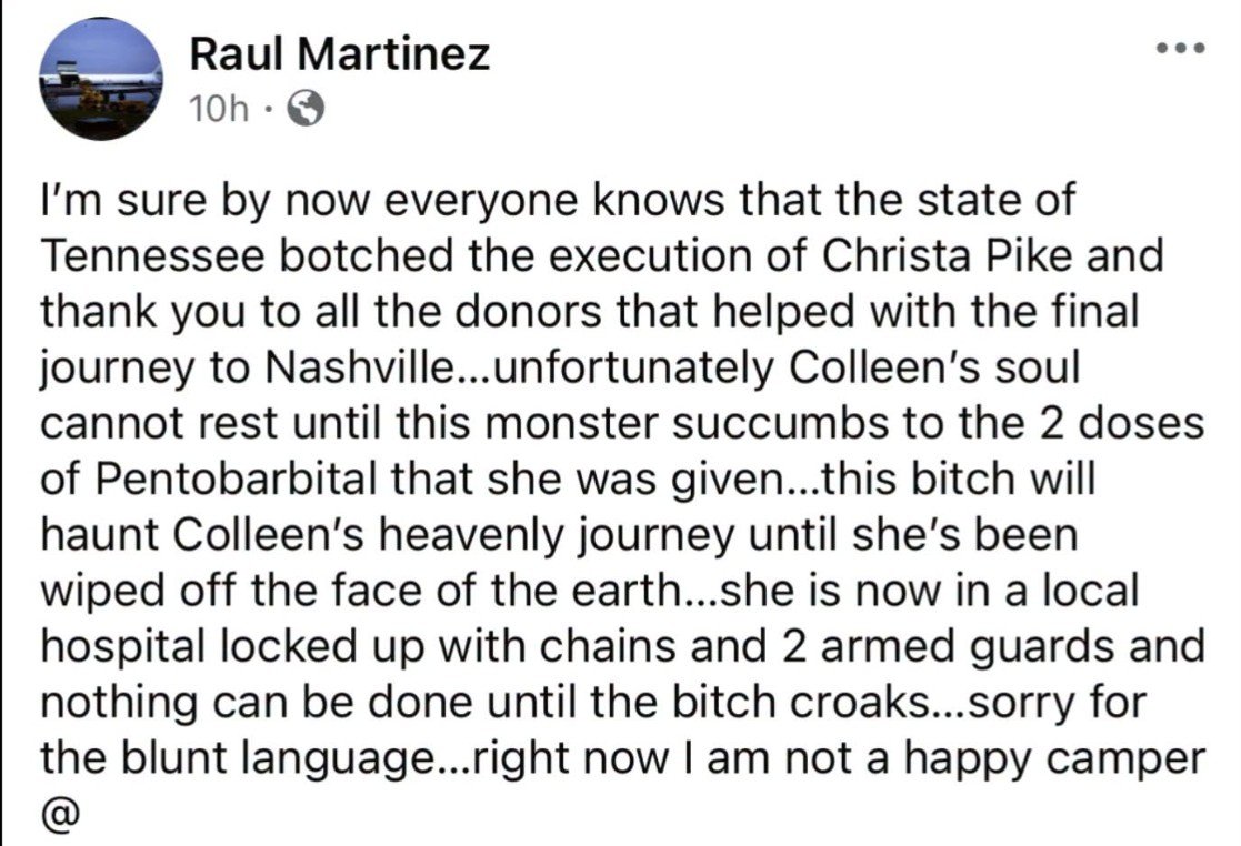 Colleen Slemmer Stepfathers statement from Facebook